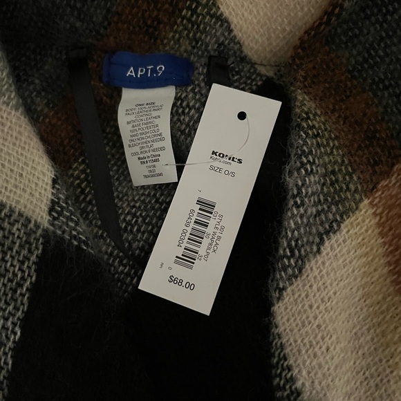 NWT Black and Orange Plaid Soft Poncho Sweater - Picture 3 of 3